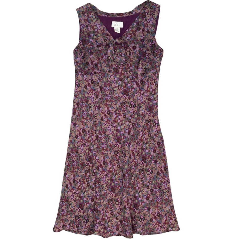 LOFT 90’s Mini Florals Neck Tie Dress